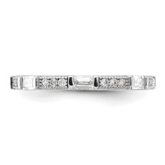 Sterling Silver Rhodium-plated Micro Pave and Baguette CZ Eternity Band