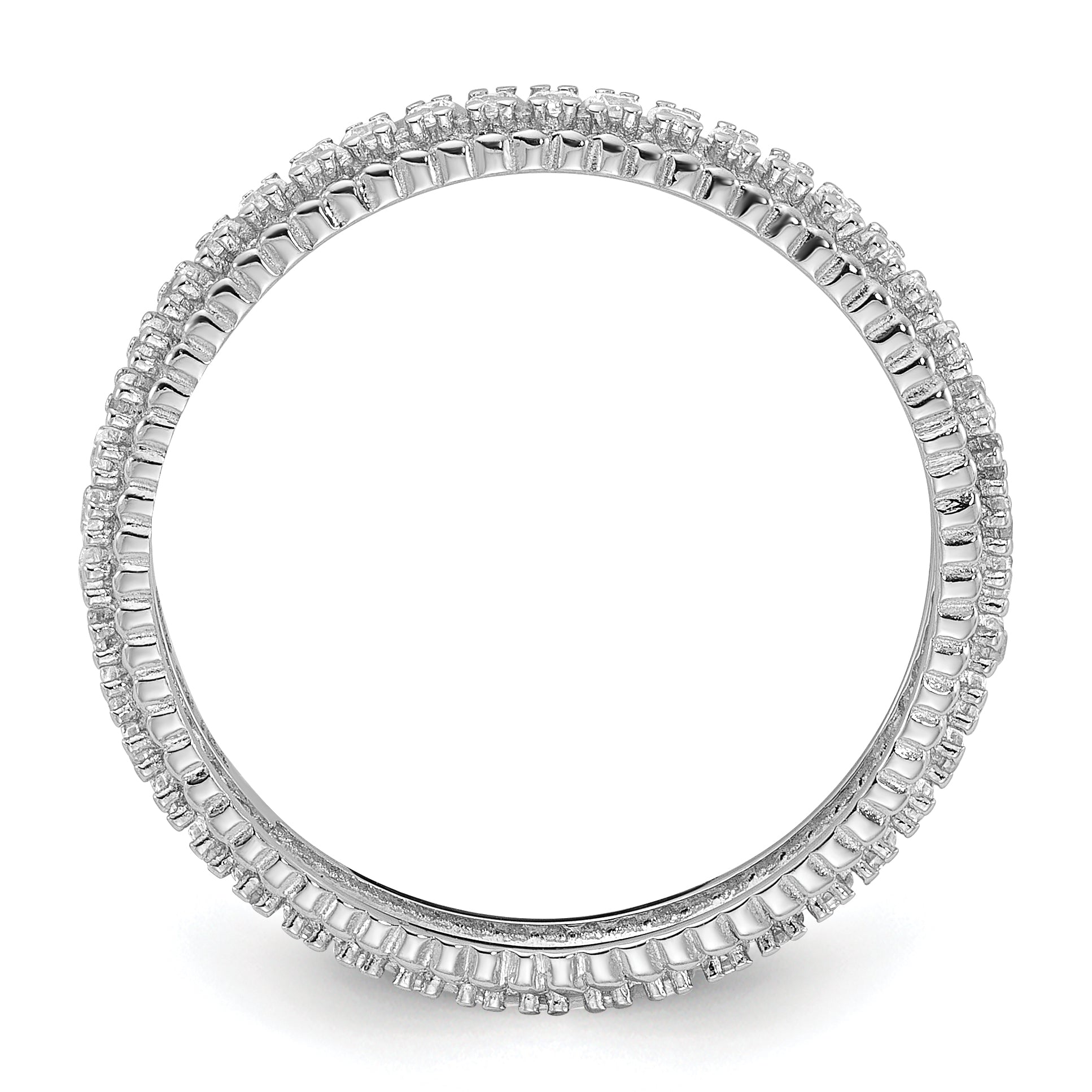 Sterling Silver Rhodium-plated CZ 3mm Eternity Band Secondary image