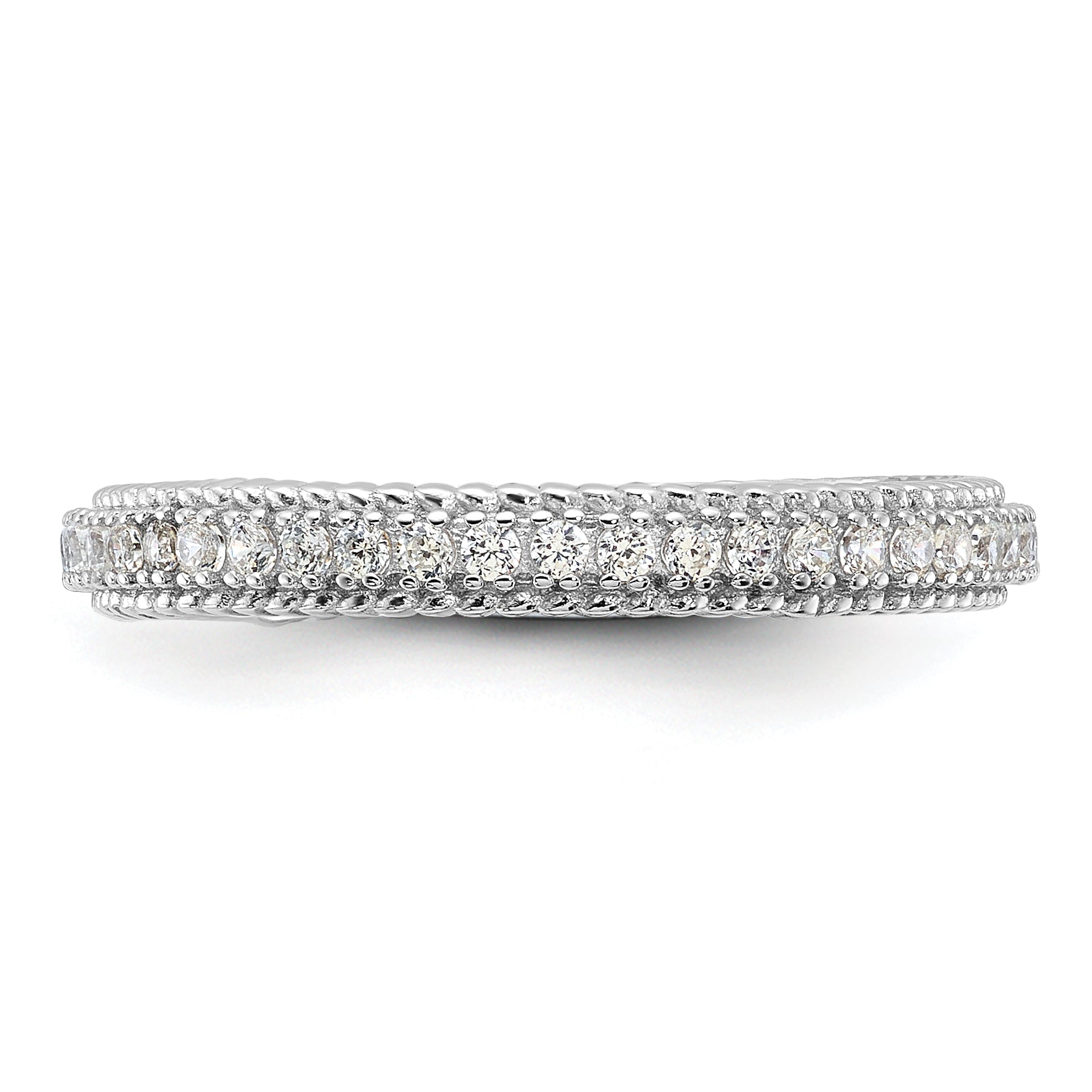 Sterling Silver Rhodium-plated CZ 3mm Eternity Band