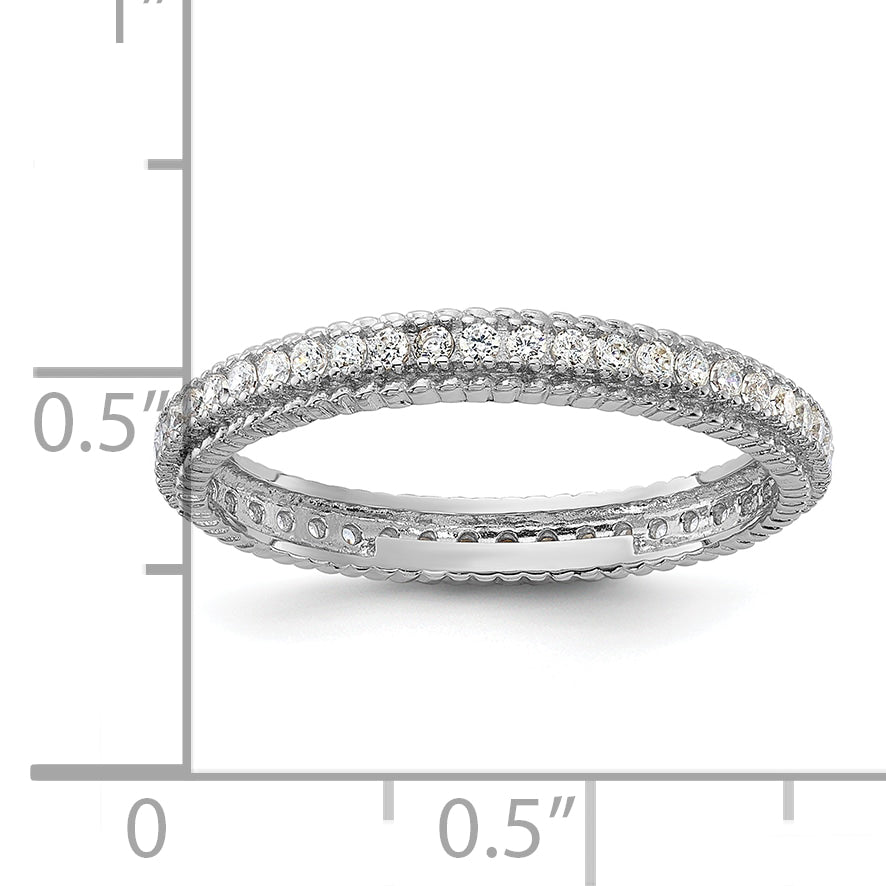 Sterling Silver Rhodium-plated CZ 3mm Eternity Band