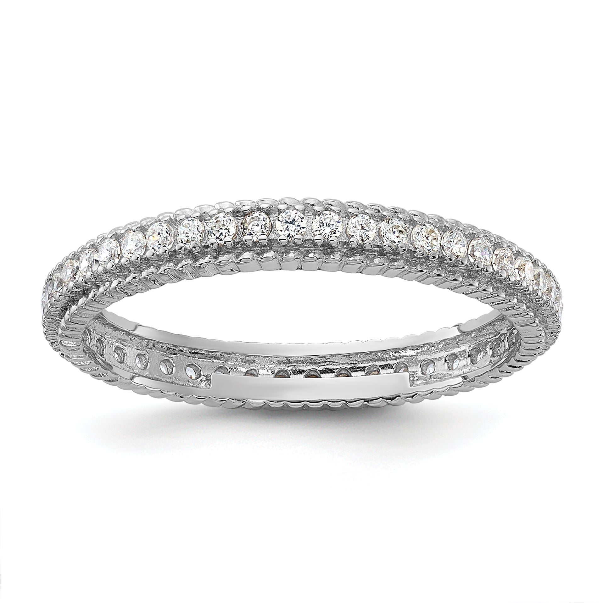 Sterling Silver Rhodium-plated CZ 3mm Eternity Band