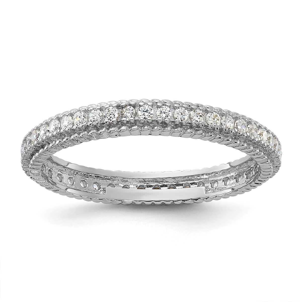 Sterling Silver Rhodium-plated CZ 3mm Eternity Band