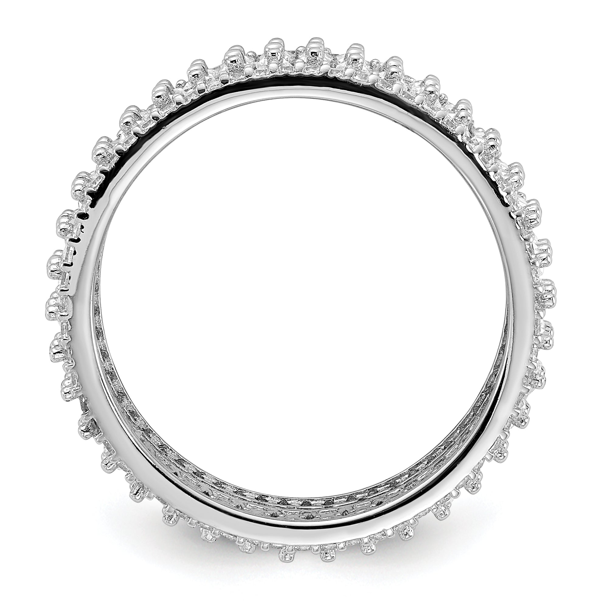 Sterling Silver Rhodium-plated CZ Eternity Band Secondary image