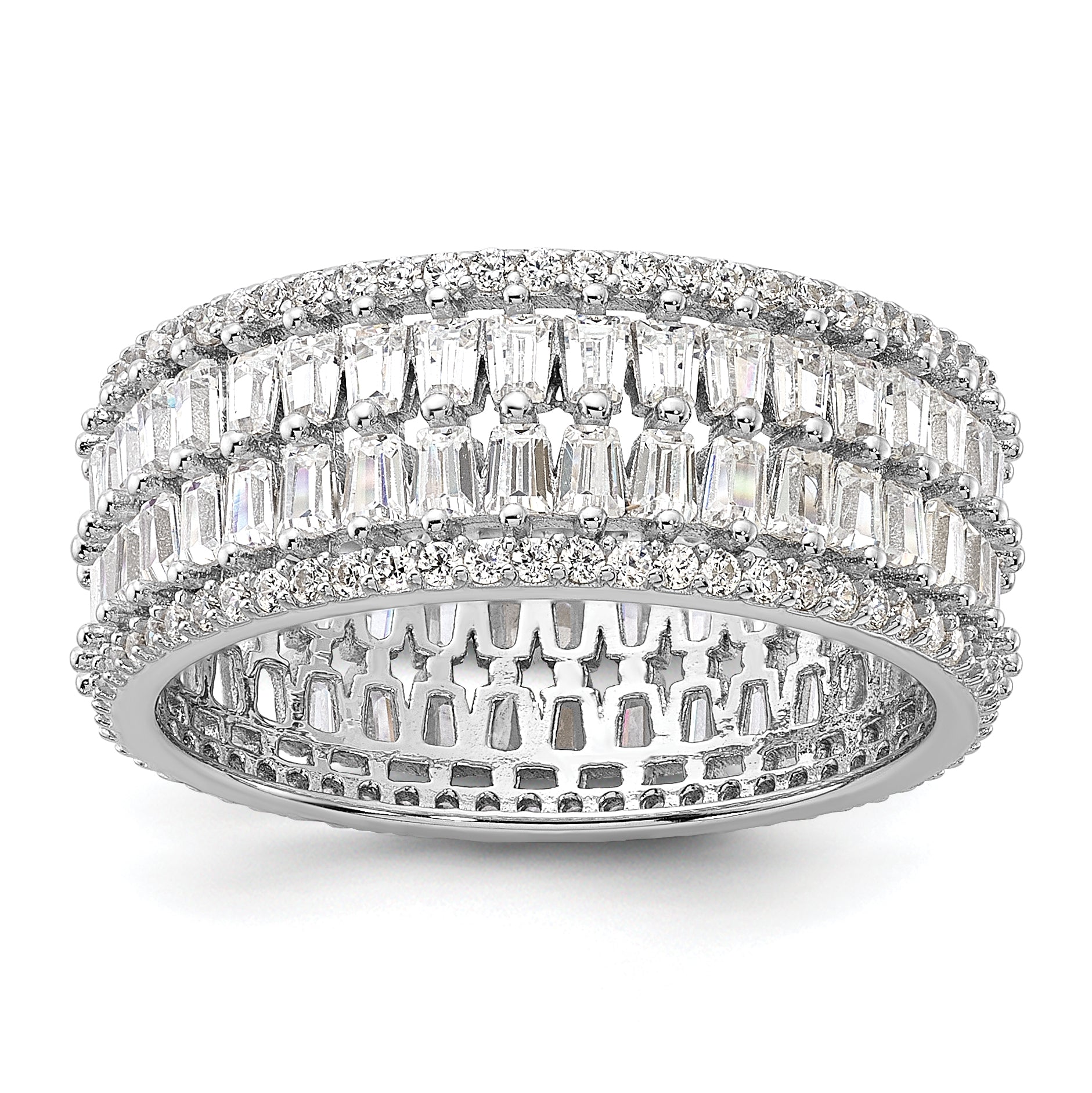 Sterling Silver Rhodium-plated CZ Eternity Band Main image
