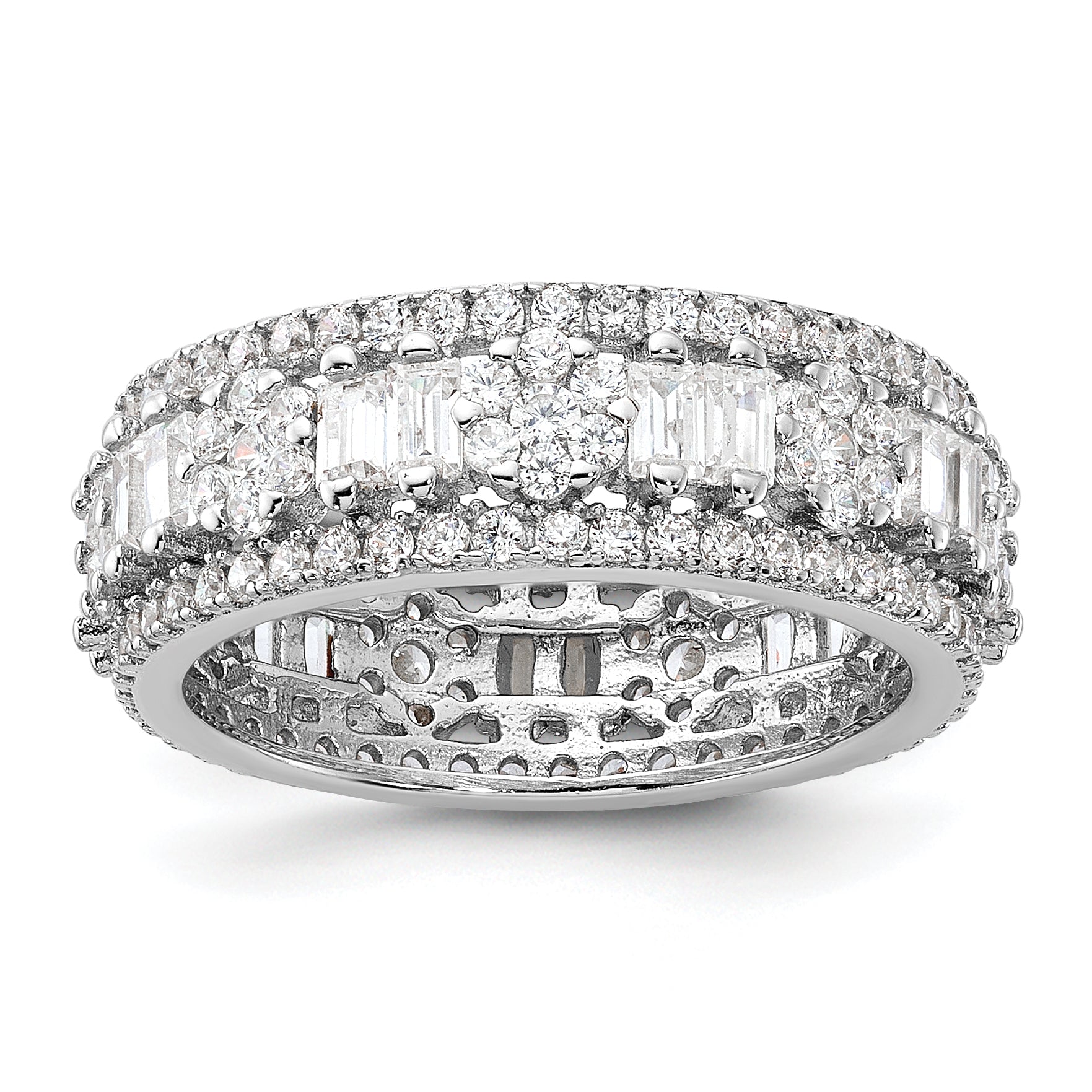Sterling Silver Rhodium-Plated Cubic Zirconi Eternity Band