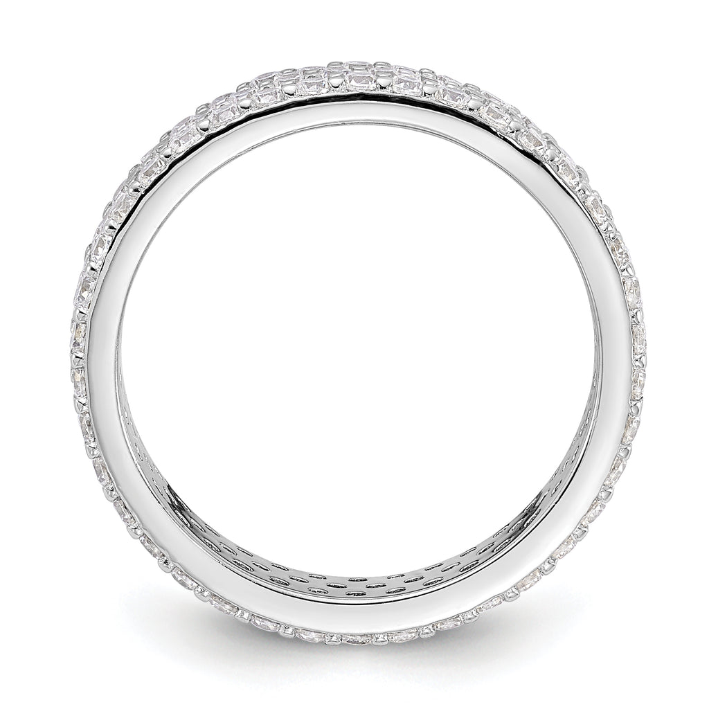 Sterling Silver Rhodium-Plated 4mm Cubic Zirconi Eternity Band