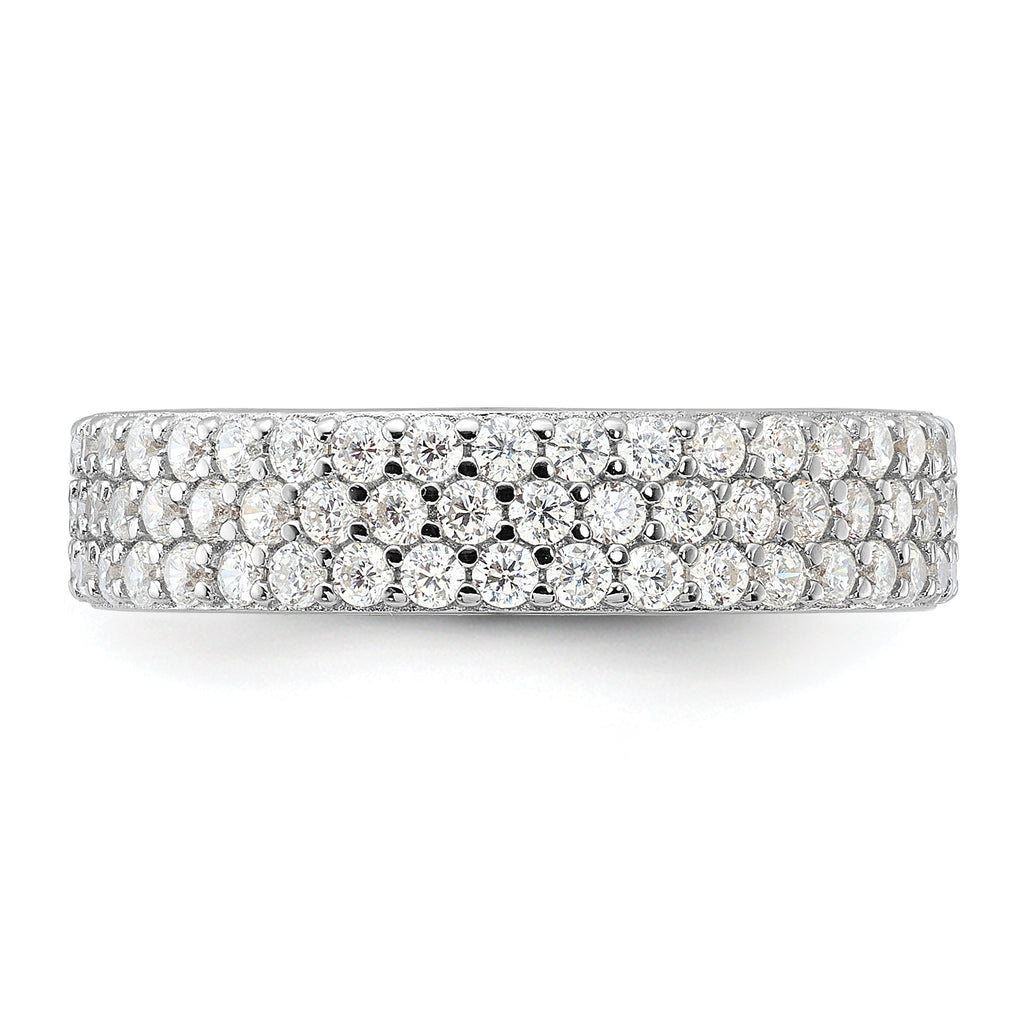 Sterling Silver Rhodium-Plated 4mm Cubic Zirconi Eternity Band
