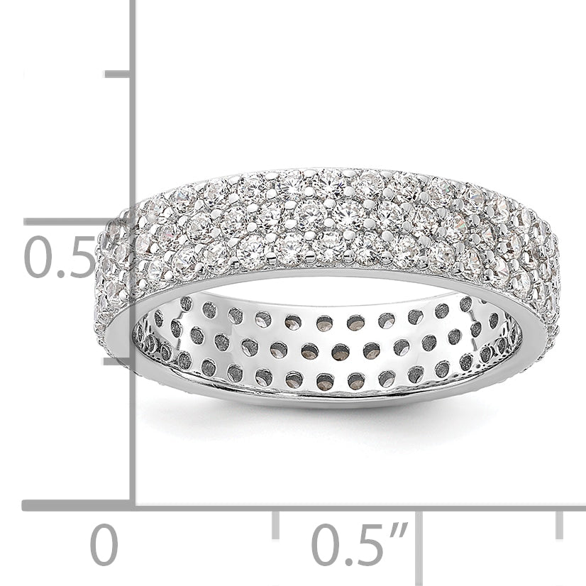 Sterling Silver Rhodium-Plated 4mm Cubic Zirconi Eternity Band