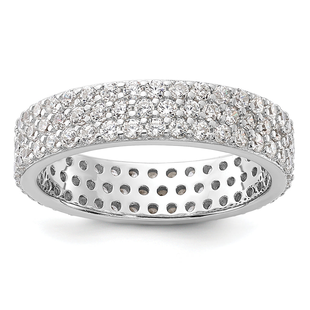 Sterling Silver Rhodium-Plated 4mm Cubic Zirconi Eternity Band