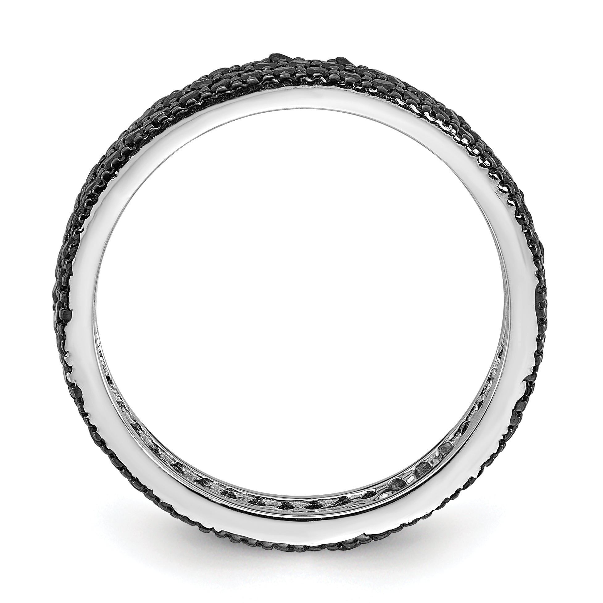Sterling Silver Rhodium-Plated Black Spinel 5mm Band Secondary image