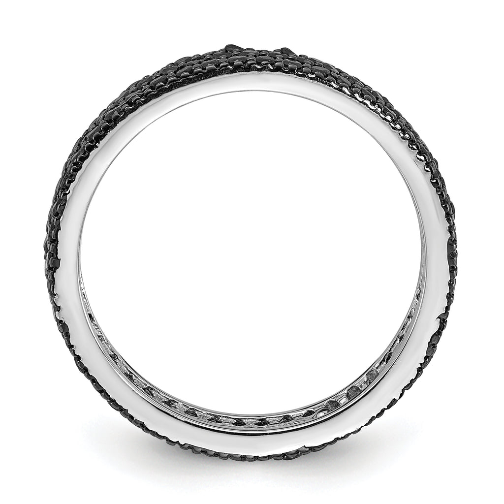 Sterling Silver Rhodium-Plated Black Spinel 5mm Band