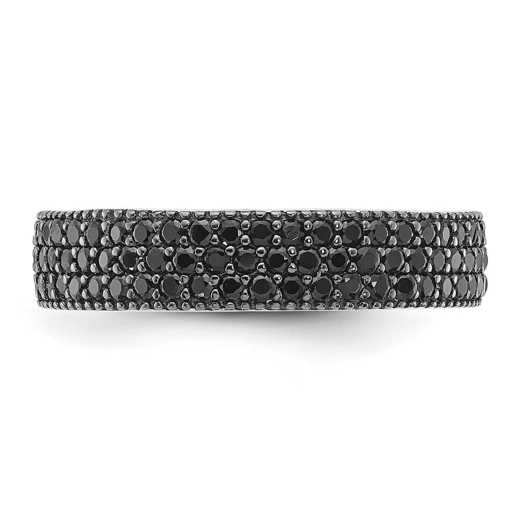 Sterling Silver Rhodium-Plated Black Spinel 5mm Band