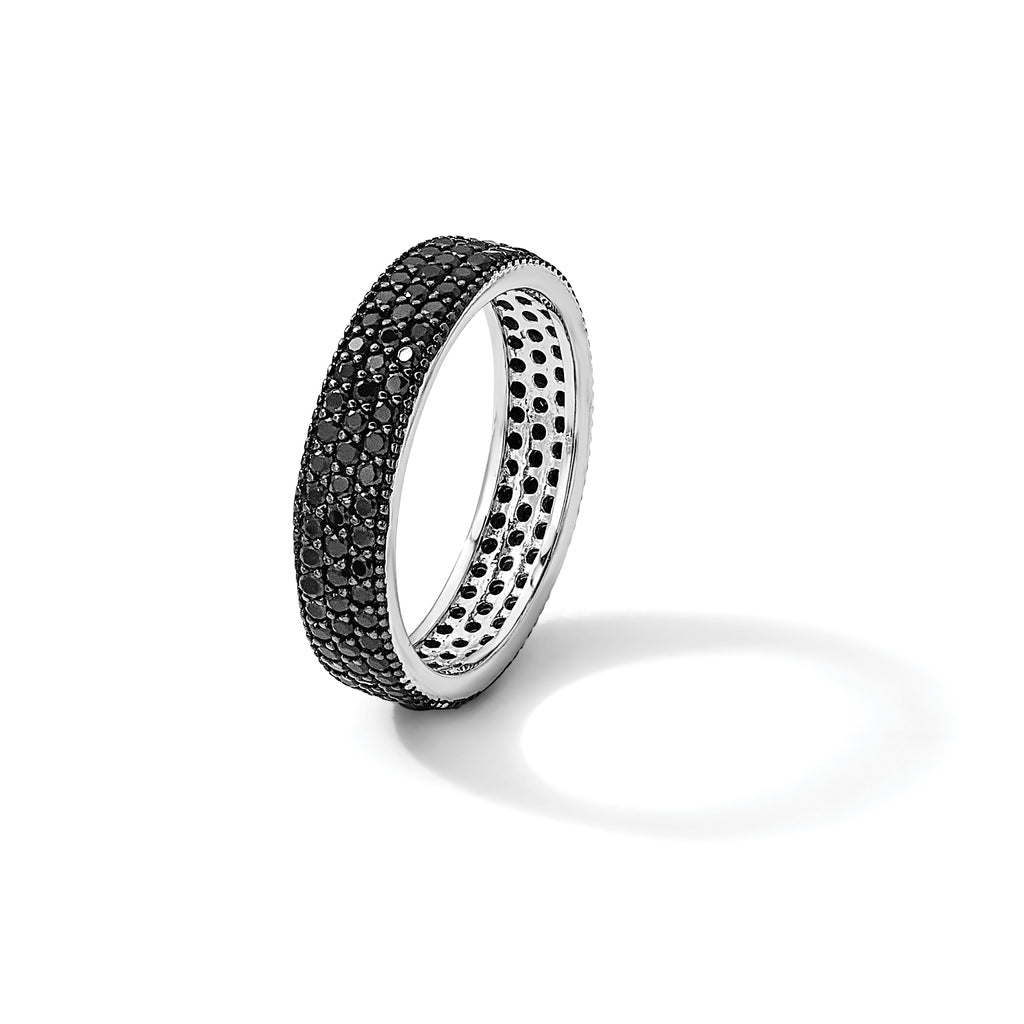 Sterling Silver Rhodium-Plated Black Spinel 5mm Band