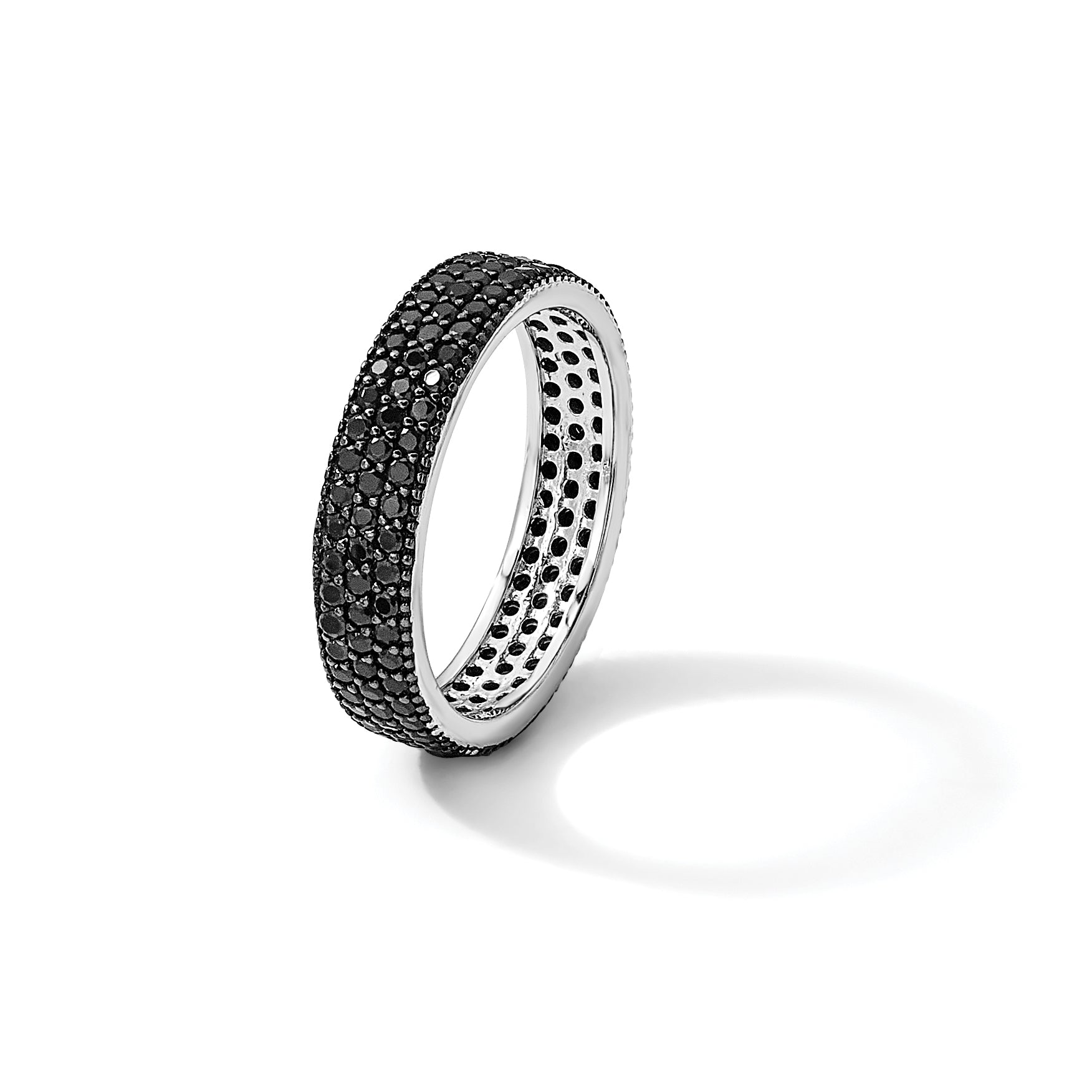 Sterling Silver Rhodium-Plated Black Spinel 5mm Band