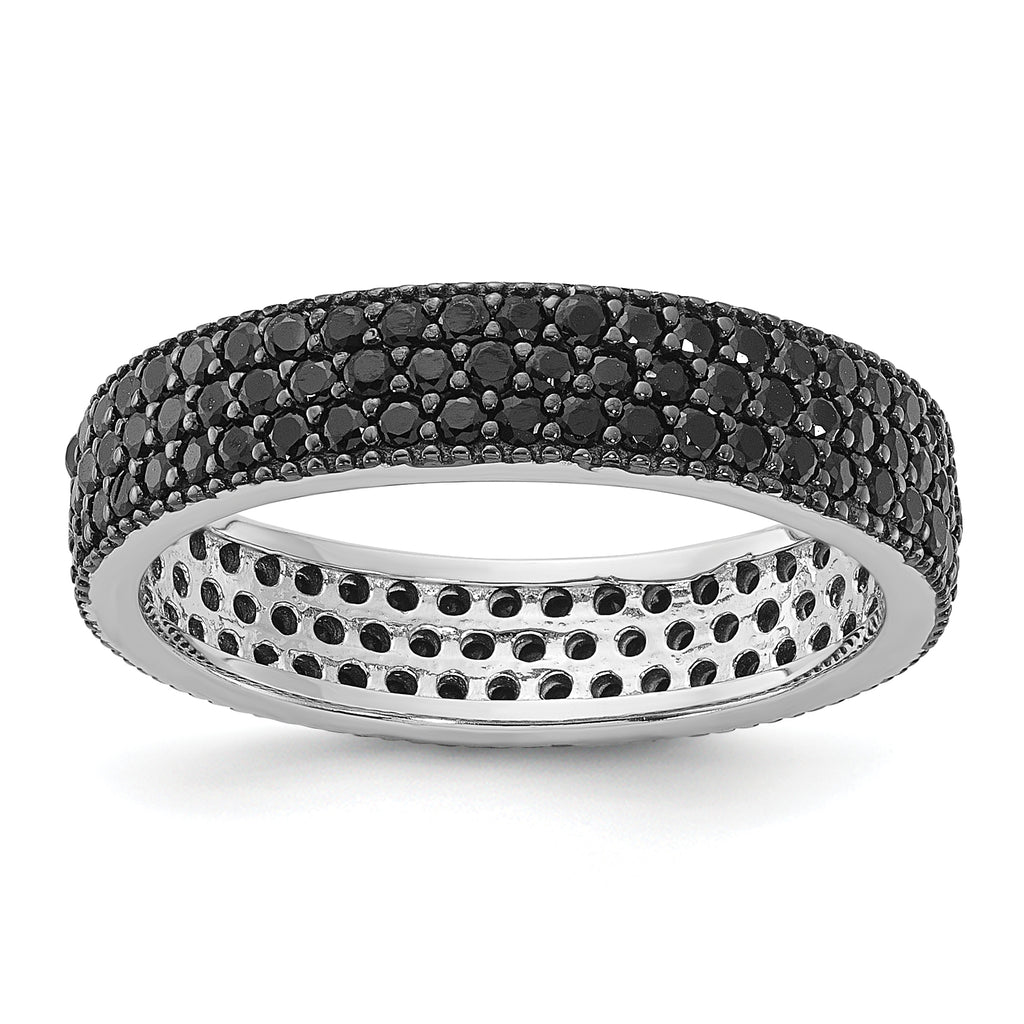 Sterling Silver Rhodium-Plated Black Spinel 5mm Band