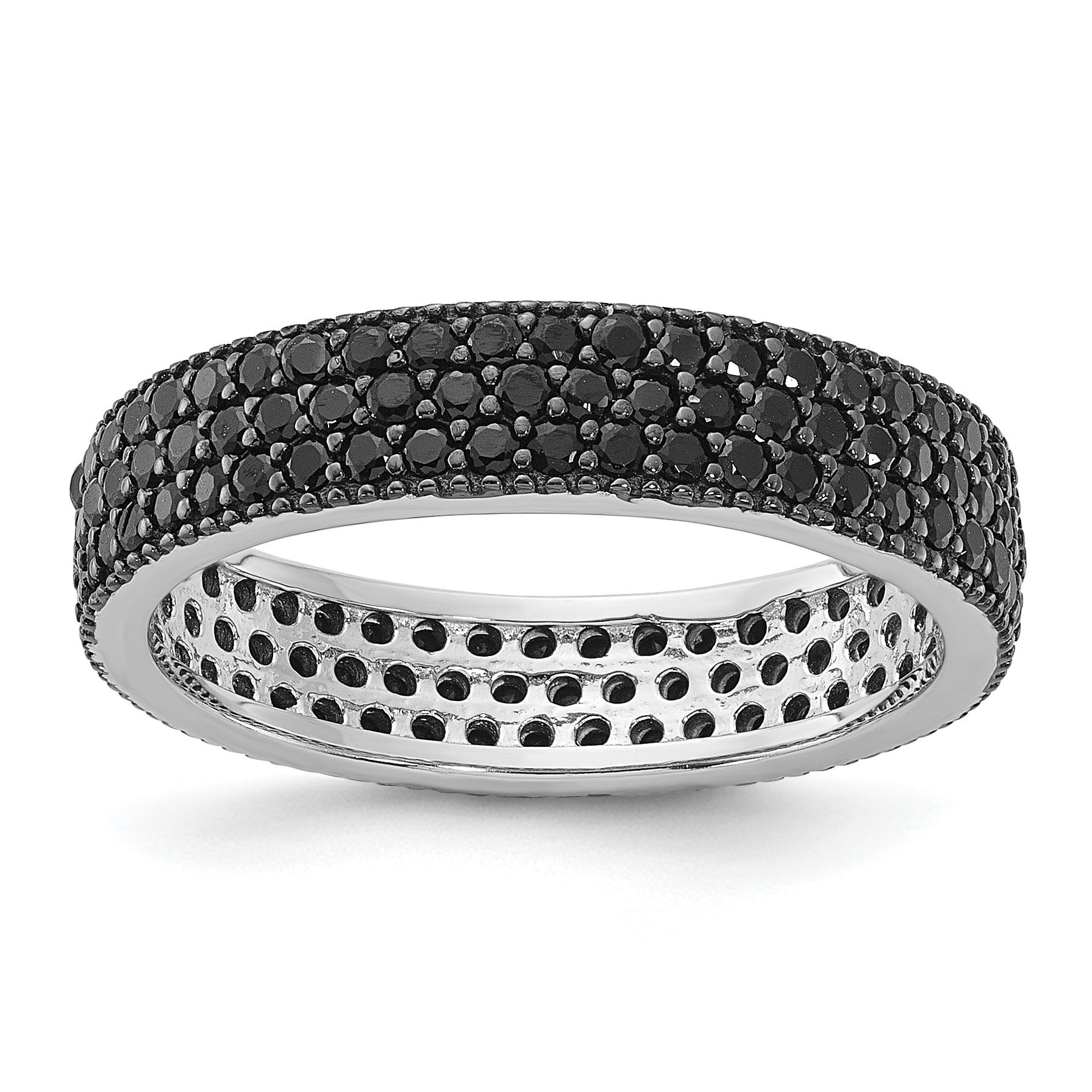 Sterling Silver Rhodium-Plated Black Spinel 5mm Band