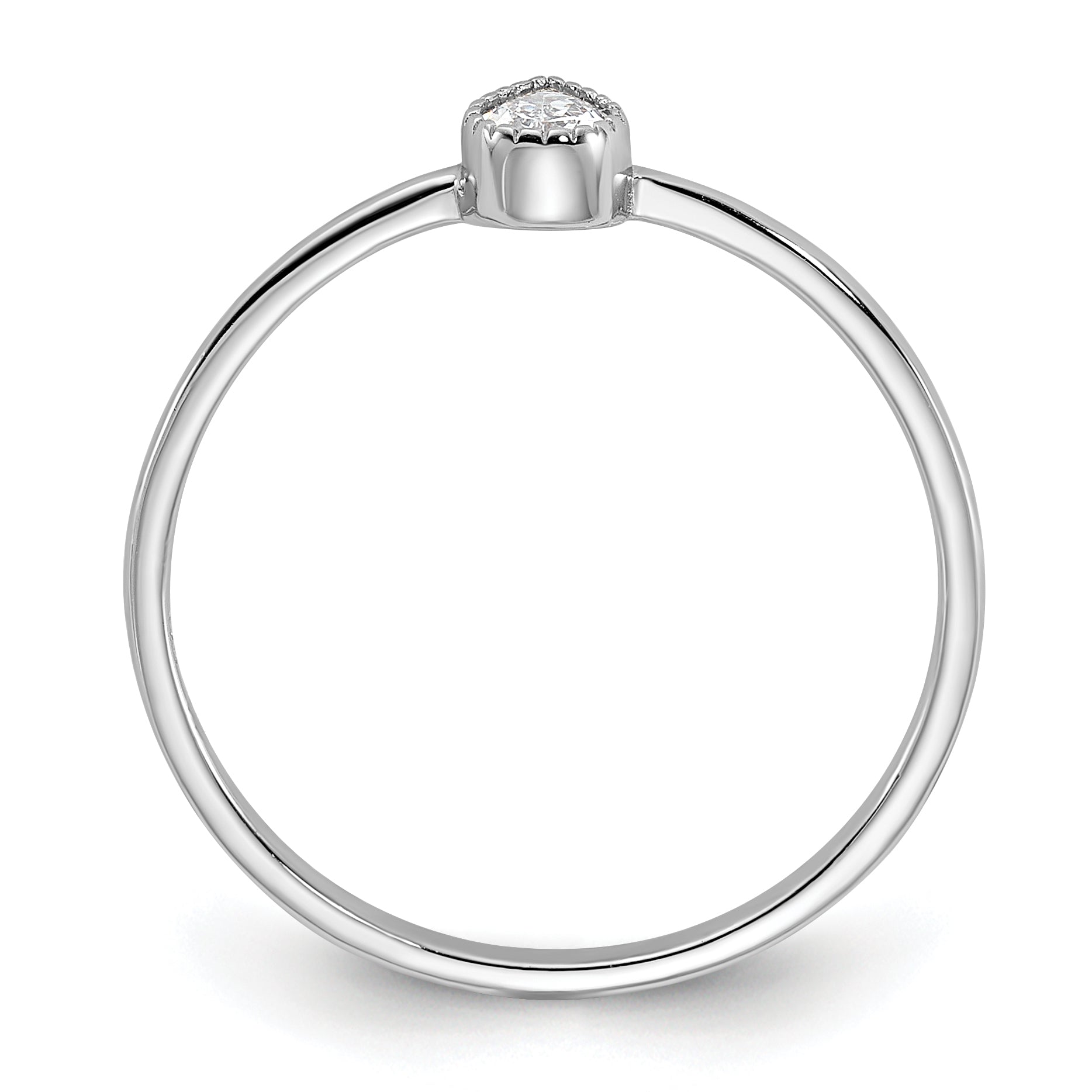 Sterling Silver Rhodium-Plated Pear Shaped Cubic Zirconi Ring