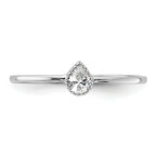 Sterling Silver Rhodium-Plated Pear Shaped Cubic Zirconi Ring