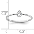 Sterling Silver Rhodium-Plated Pear Shaped Cubic Zirconi Ring