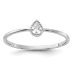 Sterling Silver Rhodium-Plated Pear Shaped Cubic Zirconi Ring