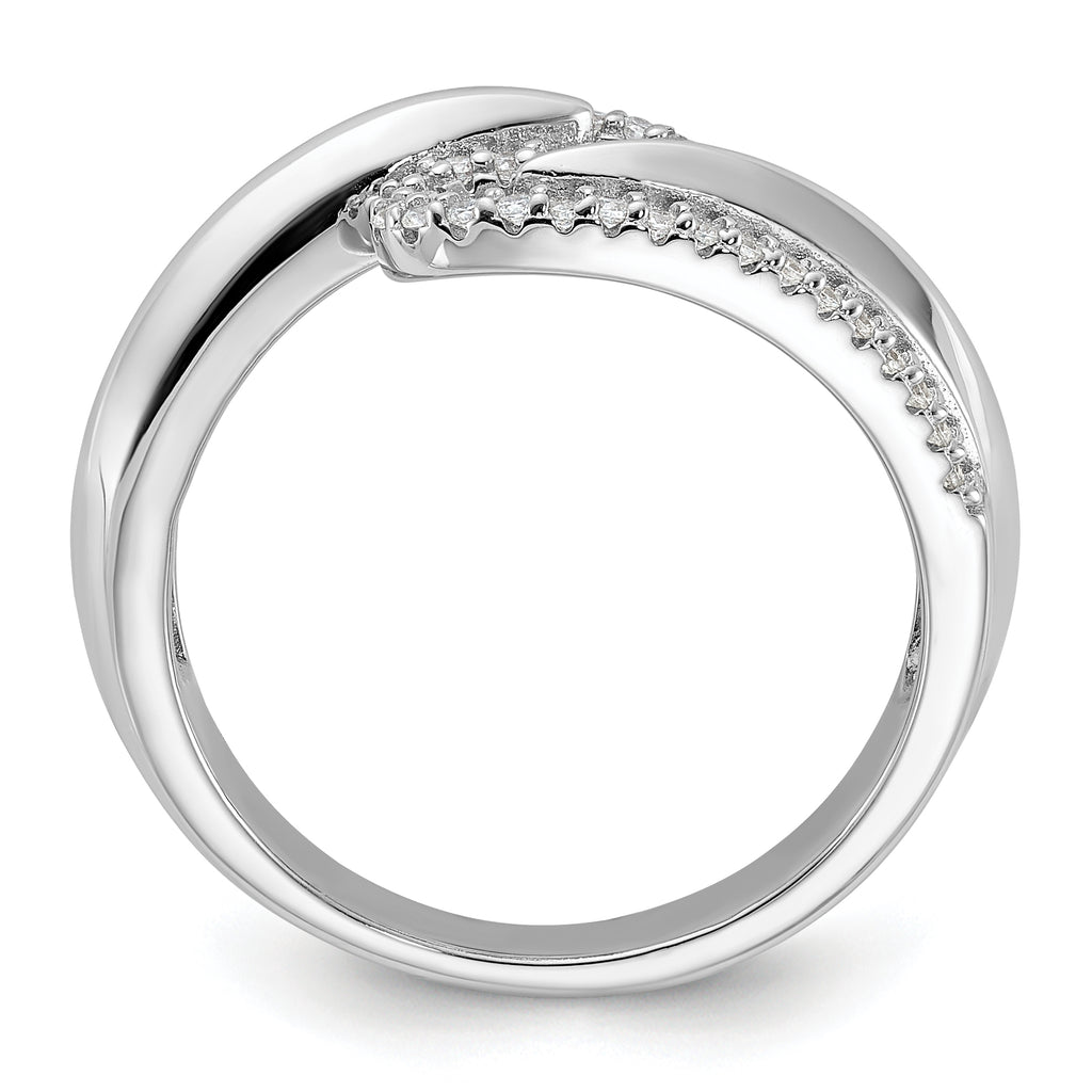 Pure Fire Sterling Silver Rhodium-plated Fancy CZ Ring