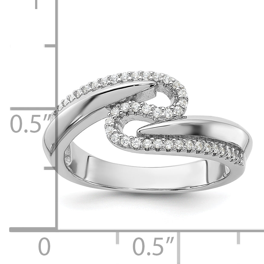 Pure Fire Sterling Silver Rhodium-plated Fancy CZ Ring