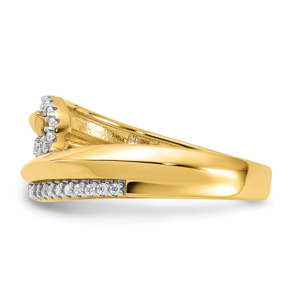 Sterling Silver Gold-tone Fancy Cubic Zirconi Ring