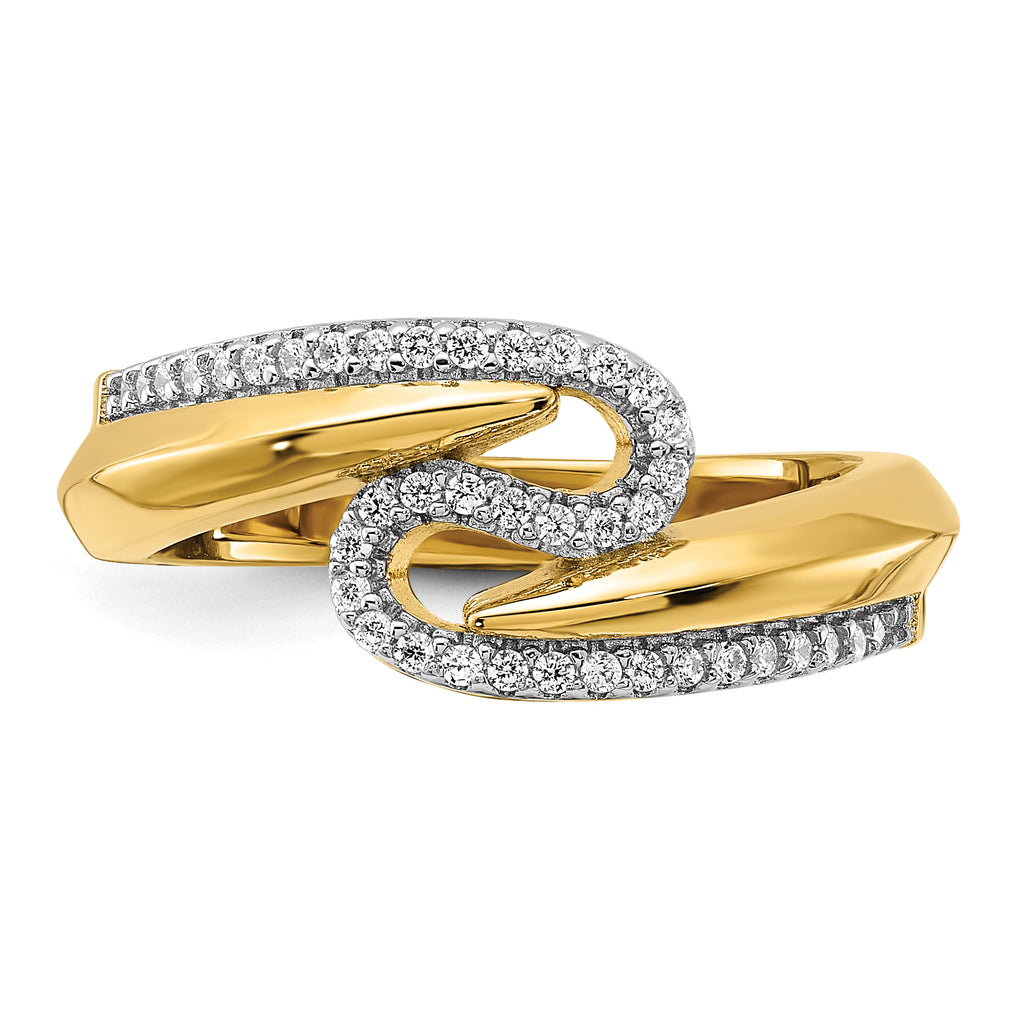 Sterling Silver Gold-tone Fancy Cubic Zirconi Ring