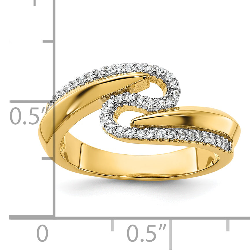Sterling Silver Gold-tone Fancy Cubic Zirconi Ring