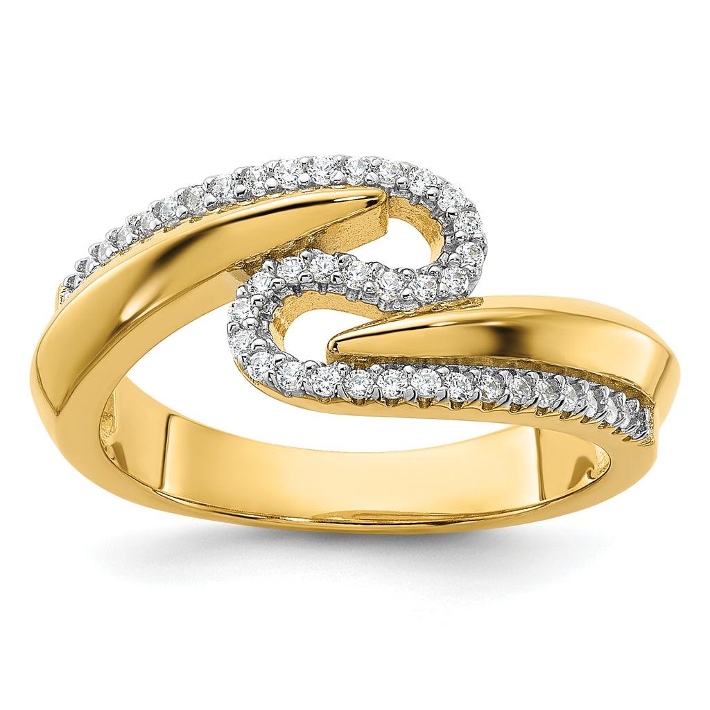 Sterling Silver Gold-tone Fancy Cubic Zirconi Ring