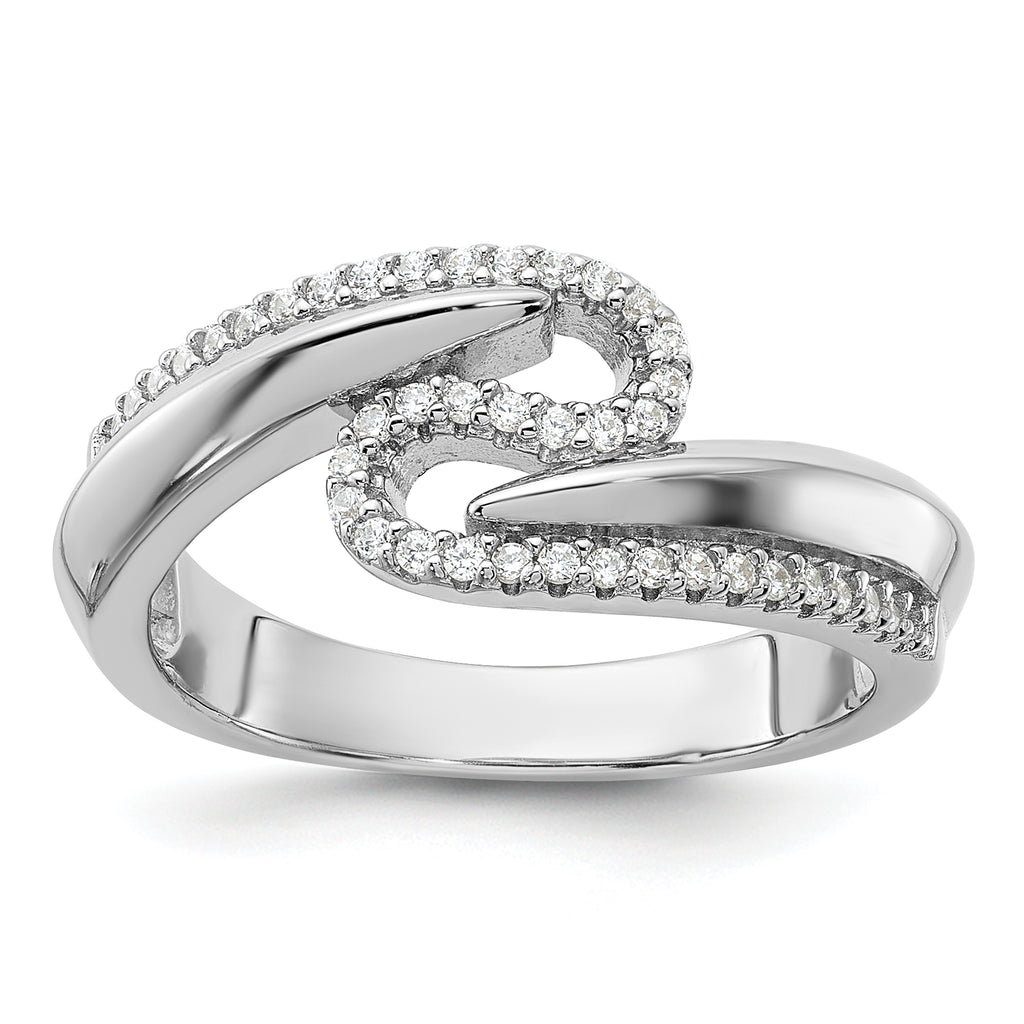 Pure Fire Sterling Silver Rhodium-plated Fancy CZ Ring