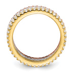 Sterling Silver Rhodium-Plated Gold and Rose-tone Cubic Zirconi 3 Eternity Band Set