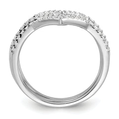 Sterling Silver Rhodium-plated CZ V-Shaped 3 Band Set