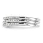 Sterling Silver Rhodium-Plated Cubic Zirconi Curved 3 Band Set
