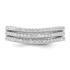 Sterling Silver Rhodium-Plated Cubic Zirconi Curved 3 Band Set
