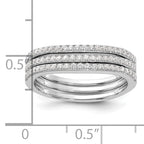 Sterling Silver Rhodium-Plated Cubic Zirconi Curved 3 Band Set