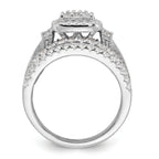 Sterling Silver Rhodium-Plated Cubic Zirconi Engagement Ring With 2 Bands 3 Ring Set
