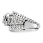 Sterling Silver Rhodium-Plated Cubic Zirconi Engagement Ring With 2 Bands 3 Ring Set