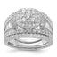 Sterling Silver Rhodium-Plated Cubic Zirconi Engagement Ring With 2 Bands 3 Ring Set