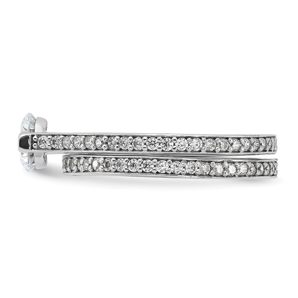Sterling Silver Rhodium-Plated Cubic Zirconi Eternity Engagement Ring and Band Set
