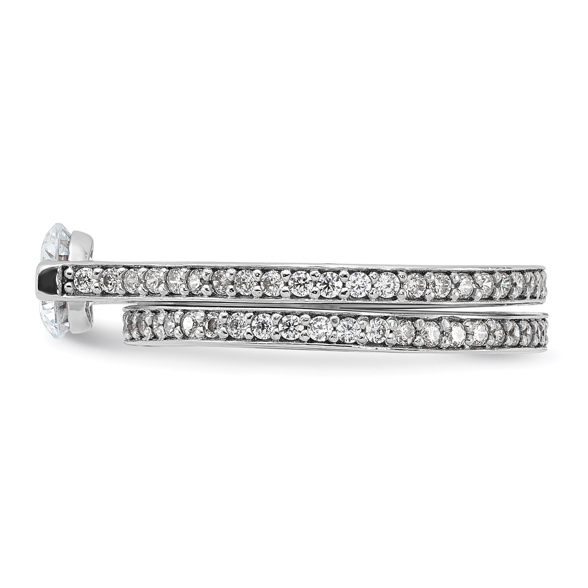 Sterling Silver Rhodium-Plated Cubic Zirconi Eternity Engagement Ring and Band Set