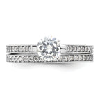 Sterling Silver Rhodium-Plated Cubic Zirconi Eternity Engagement Ring and Band Set