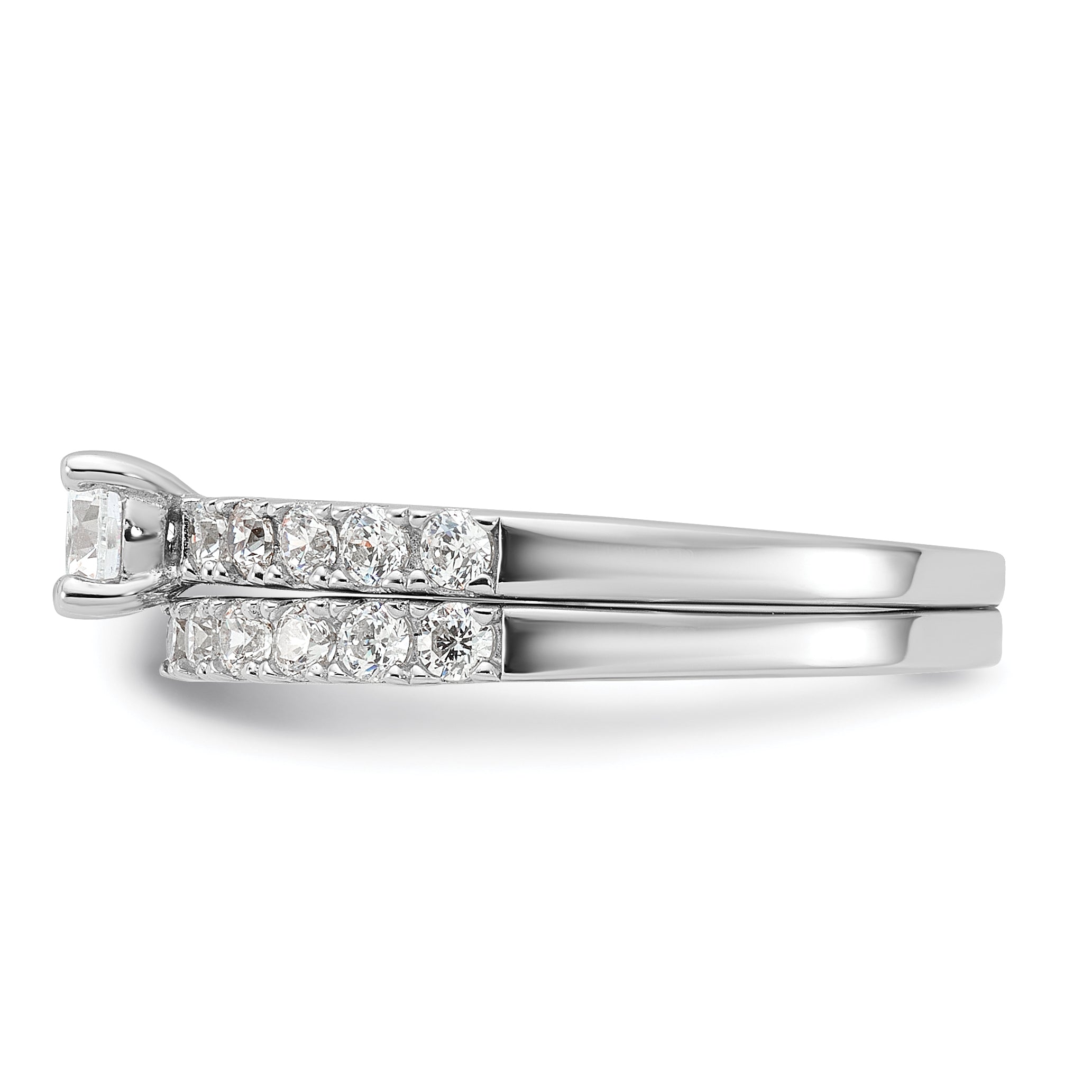 Sterling Silver Rhodium-Plated Cubic Zirconi Ring and Band Set
