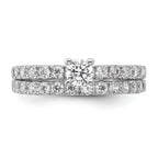 Sterling Silver Rhodium-Plated Cubic Zirconi Ring and Band Set