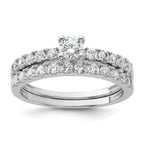 Sterling Silver Rhodium-Plated Cubic Zirconi Ring and Band Set