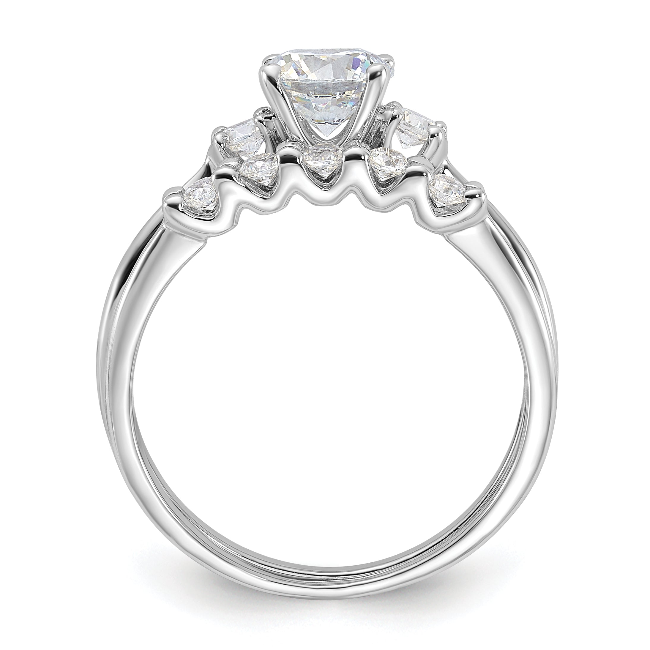 Sterling Silver Rhodium-plated Polished CZ Engagement Ring and Band Set Secondary image