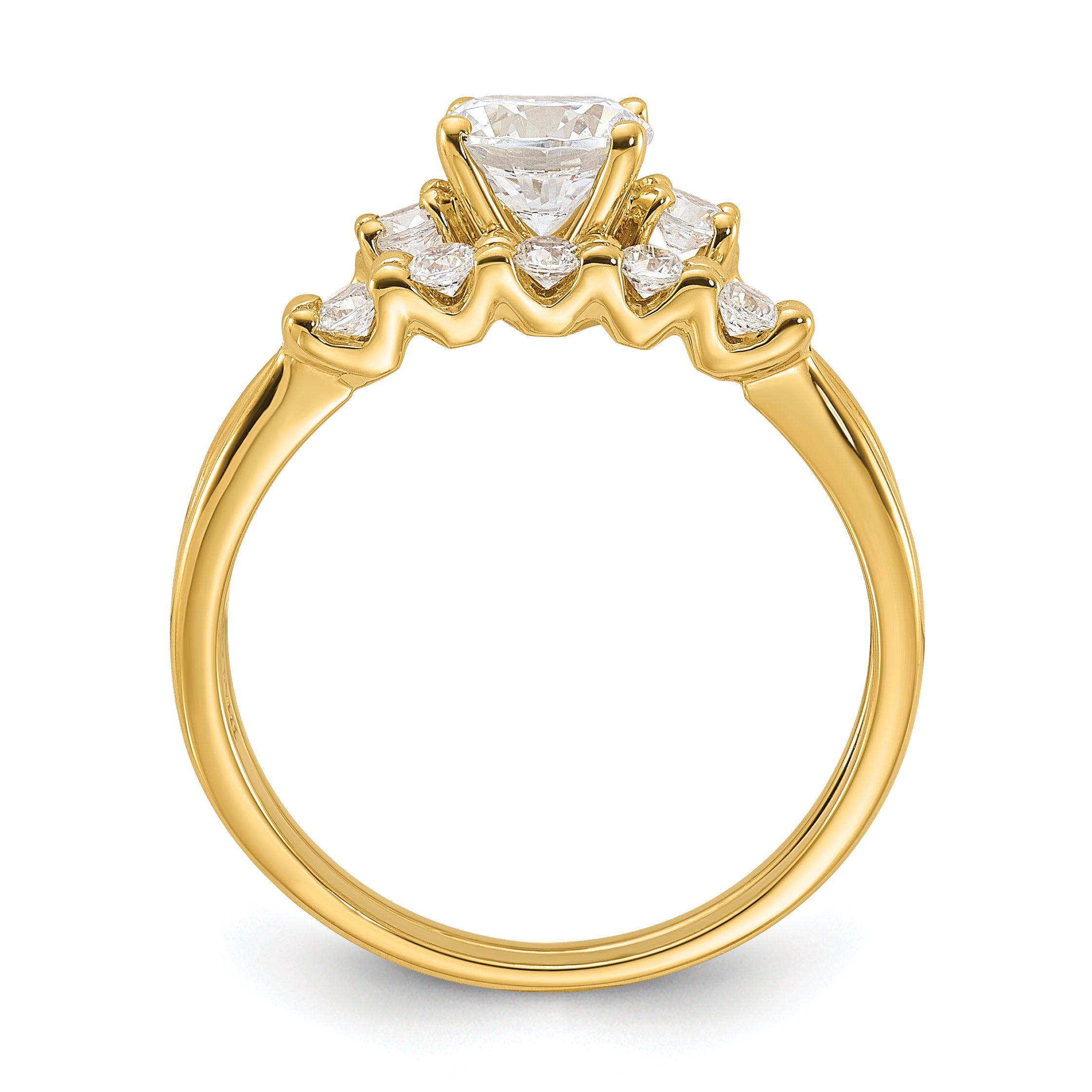 Sterling Silver Gold-Plated Cubic Zirconi Engagement Ring and Band Set