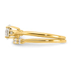 Sterling Silver Gold-Plated Cubic Zirconi Engagement Ring and Band Set