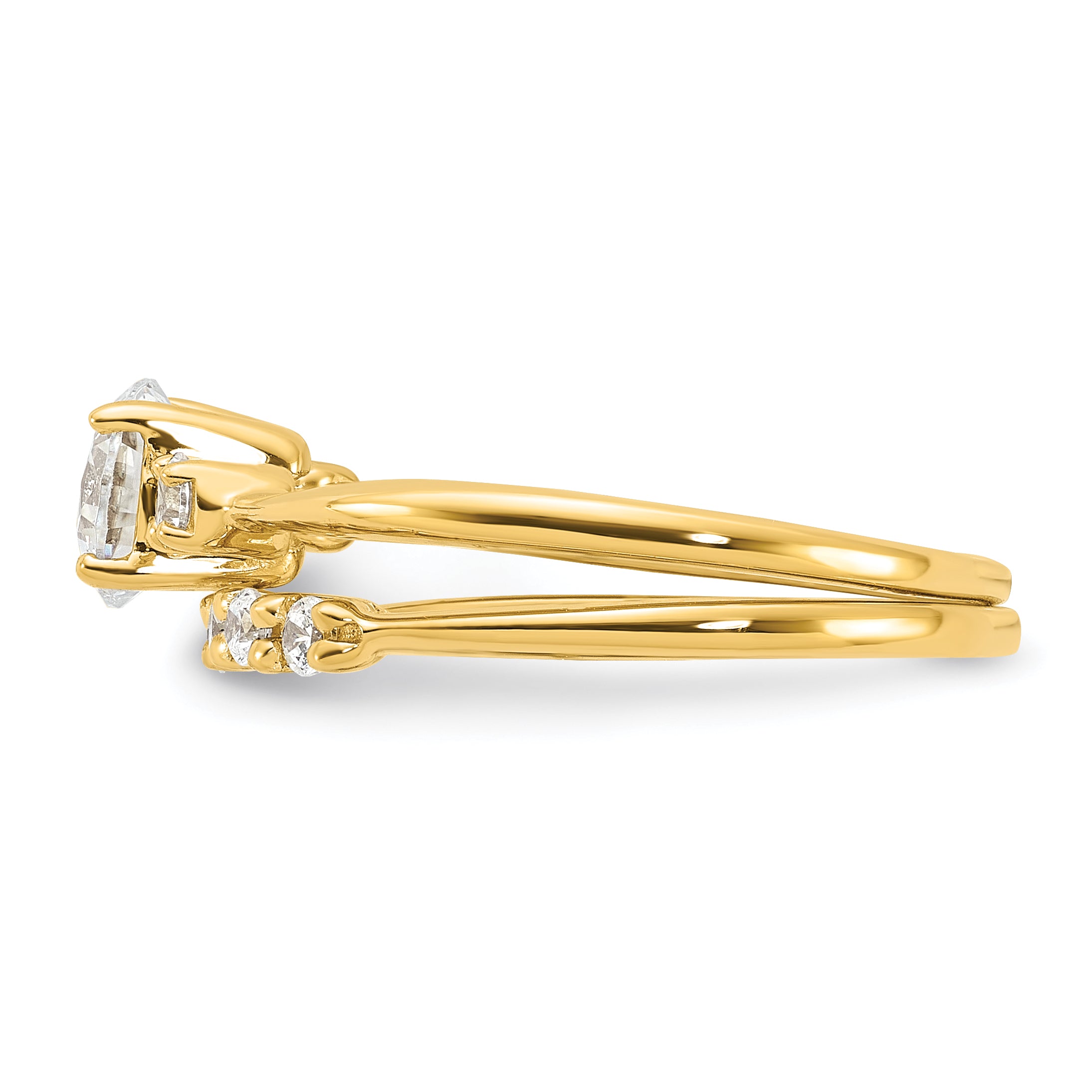 Sterling Silver Gold-Plated Cubic Zirconi Engagement Ring and Band Set