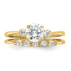 Sterling Silver Gold-Plated Cubic Zirconi Engagement Ring and Band Set